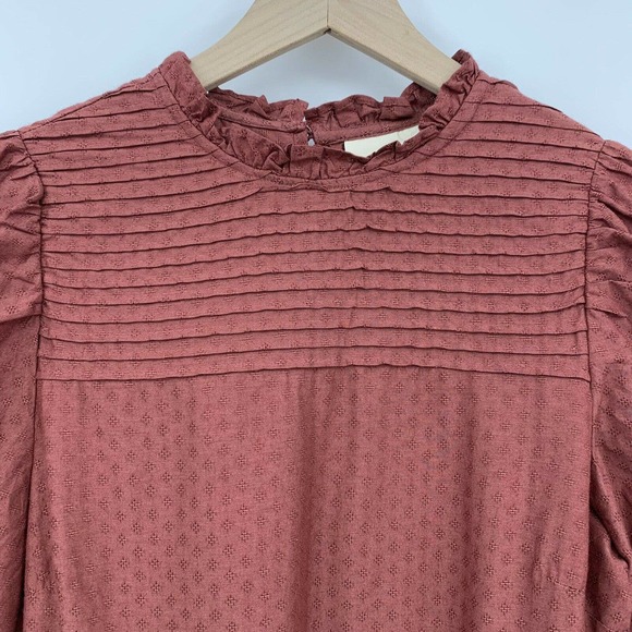 Universal Thread Midi Dress Size S Crew Neck Boho Long Sleeve Ruffle Flowy Pink - Picture 3 of 12